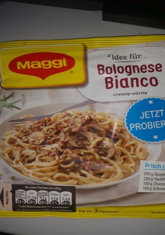 Spaghetti alla bolognese con sugo in bianco, Germania