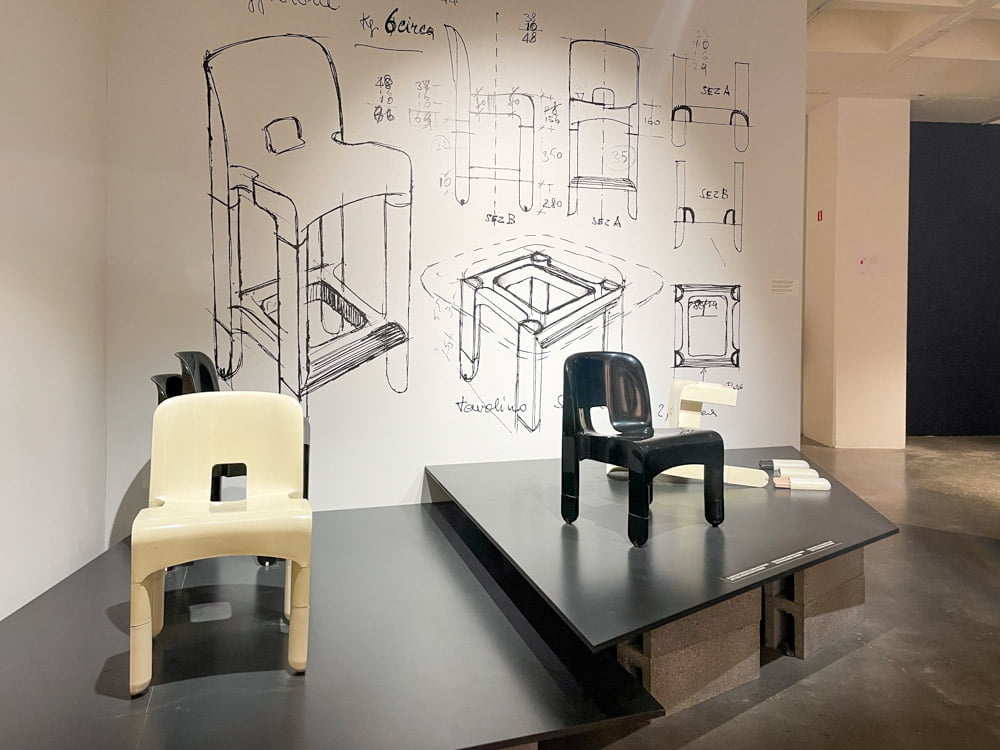 Sedie e progetti esposti al Museo del Design di Bruxelles