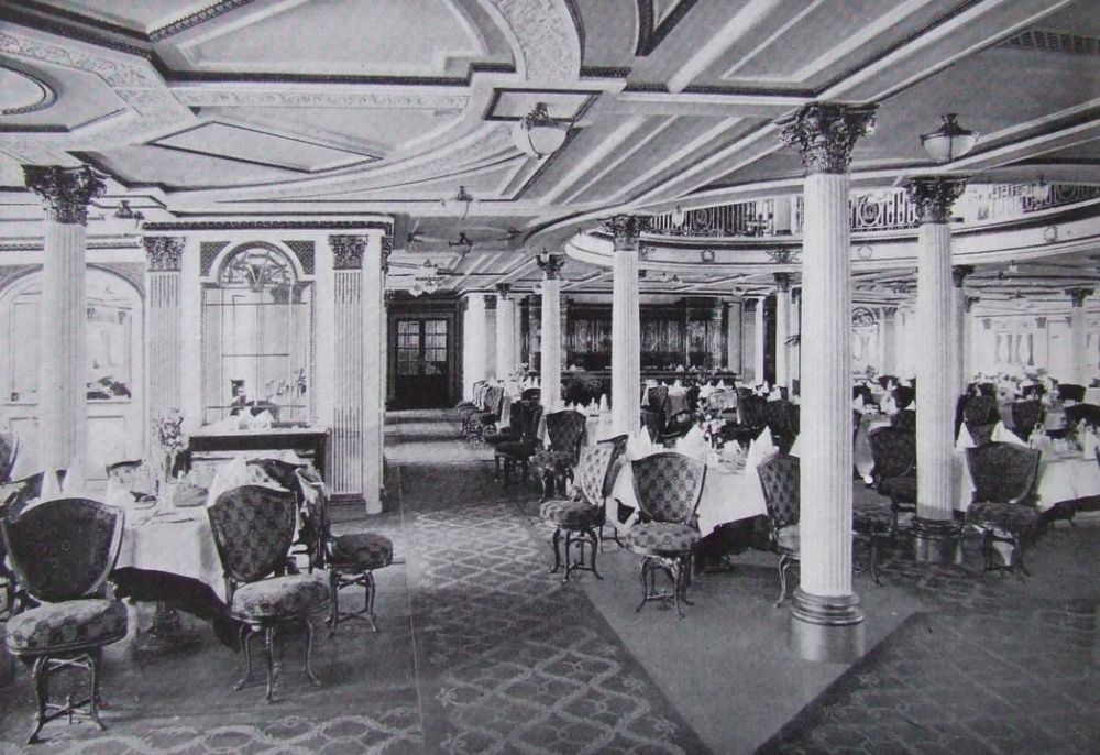 Sala da pranzo della prima classe del Lusitania
