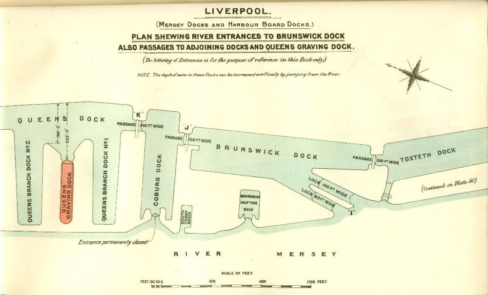 Vecchia mappa del porto di Liverpool