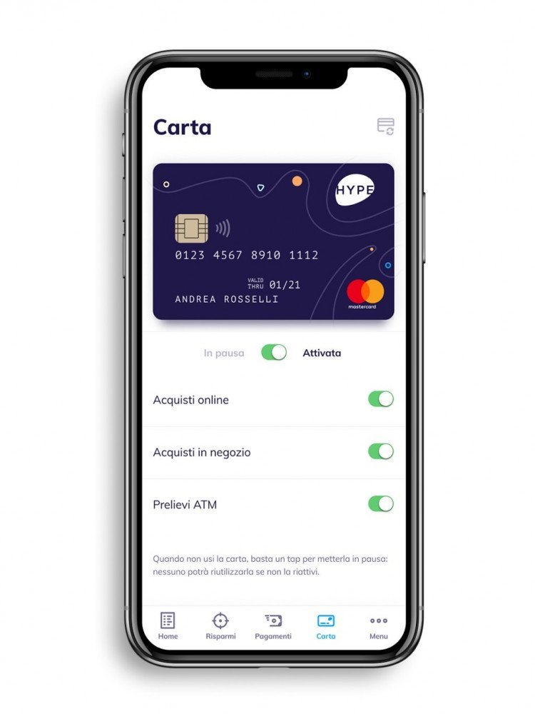 app della carta di credito HYPE