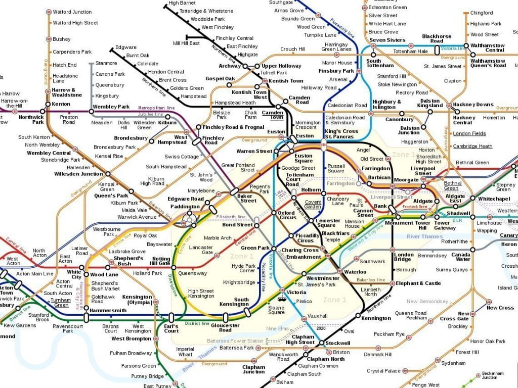 Mappa della metropolitana di Londra di inizio anni 2000
