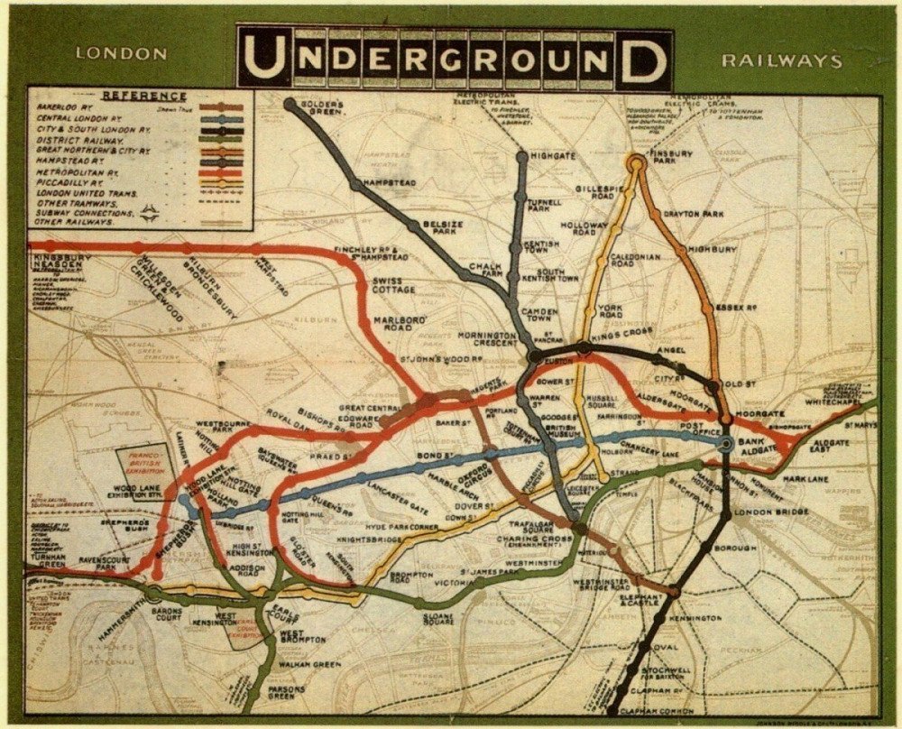 Mappa della metropolitana di Londra del 1908